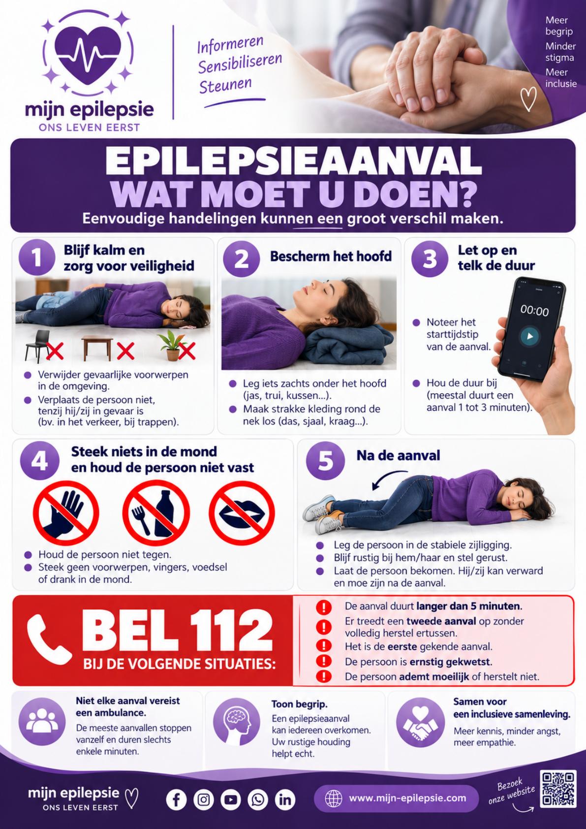 Nederlandstalige eerstehulpposter voor een epilepsieaanval