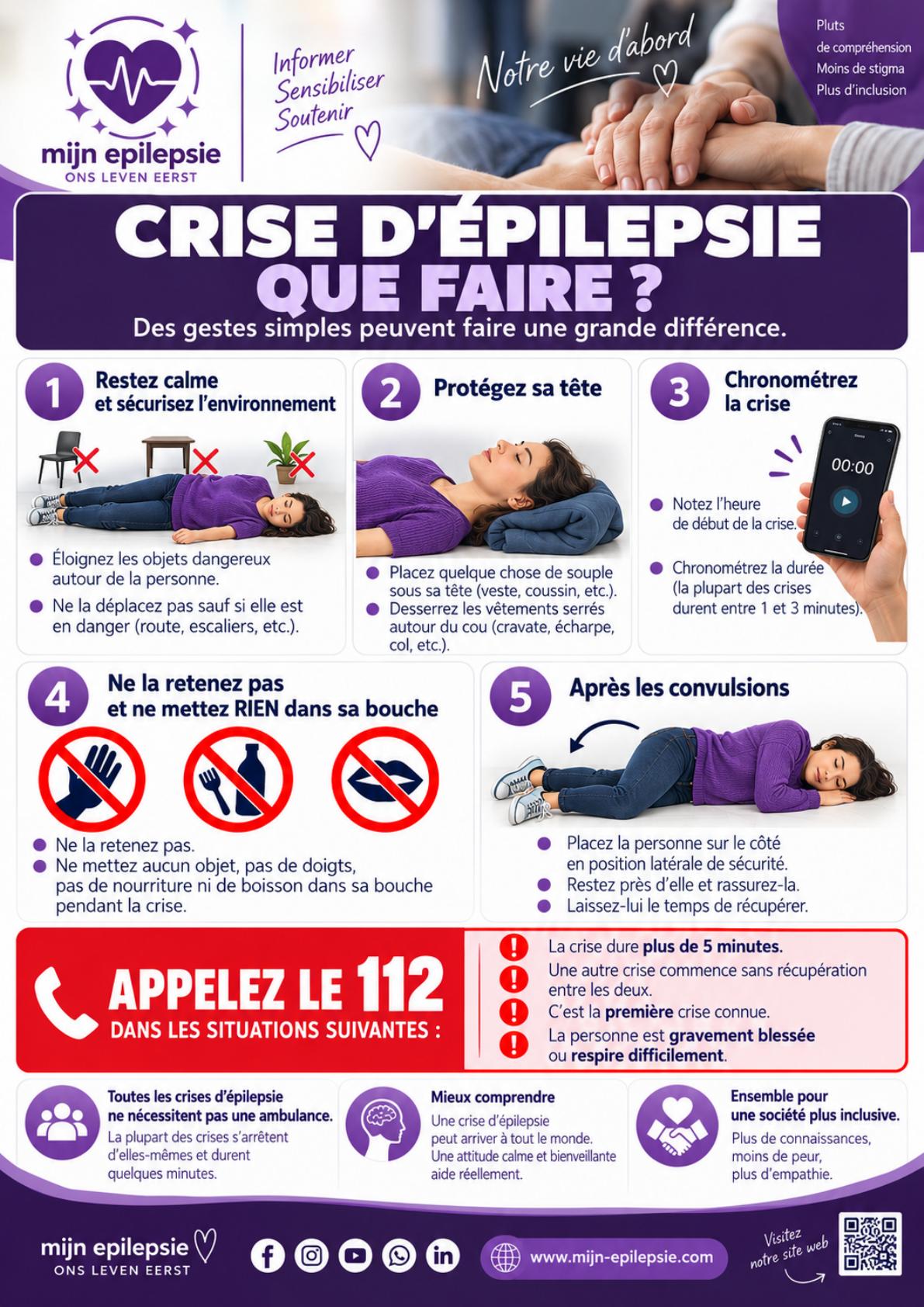 Affiche francophone des premiers secours en cas de crise d’épilepsie